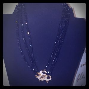 NWOT Black Beaded Gemstone 18" Necklace